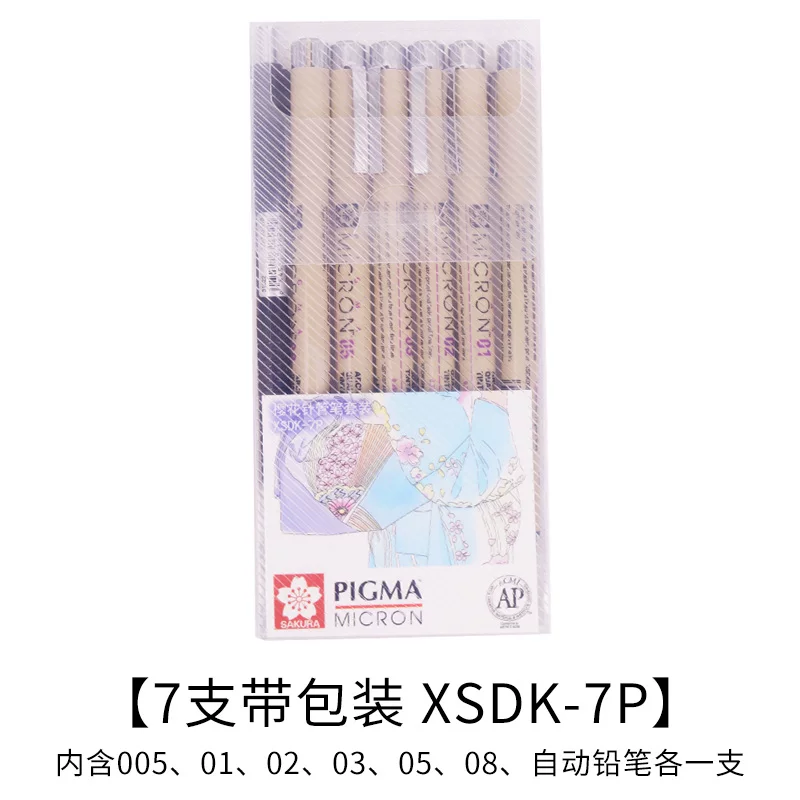 Sakura Pigma Micron Fineliners · Black, Set of 7